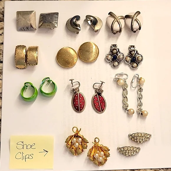 Vintage Earrings & Shoe Clips - Picture 1 of 6